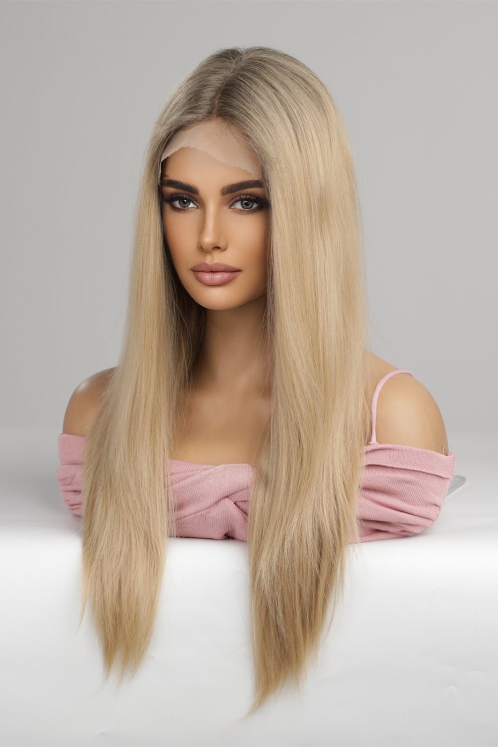24-Inch Long Straight Synthetic 150% Density 13x2 Lace Front Wigs for Stylish Look
