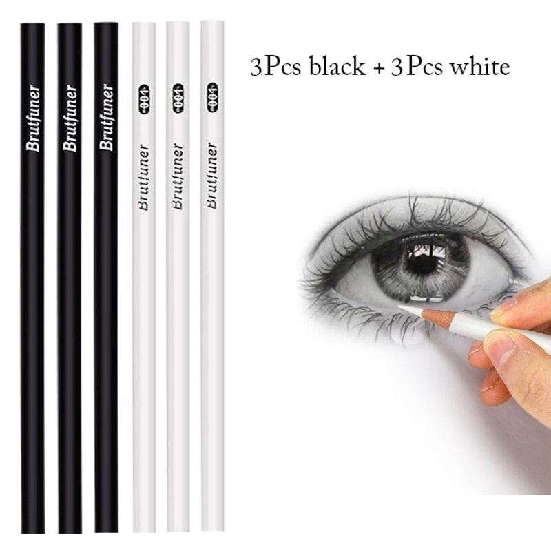 12Pcs Black & White Permanent Oil-based Wooden Colored Pencils for Artists and Beginners