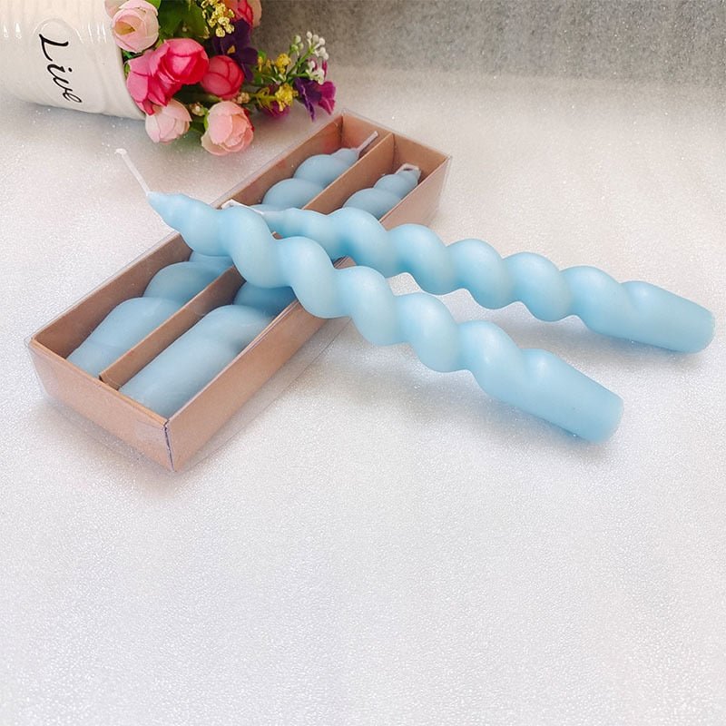 2 Pieces Long Spiral Pillar Scented Natural Soy Wax Candles with Distortion Knot Design for Romantic Candlelit Dinners and Home Decor - Dropshipping Available