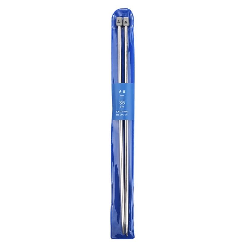 2-Piece Set 35cm Straight Bamboo/Stainless Steel Knitting Needles & Crochet Hooks for DIY Sweater Weaving