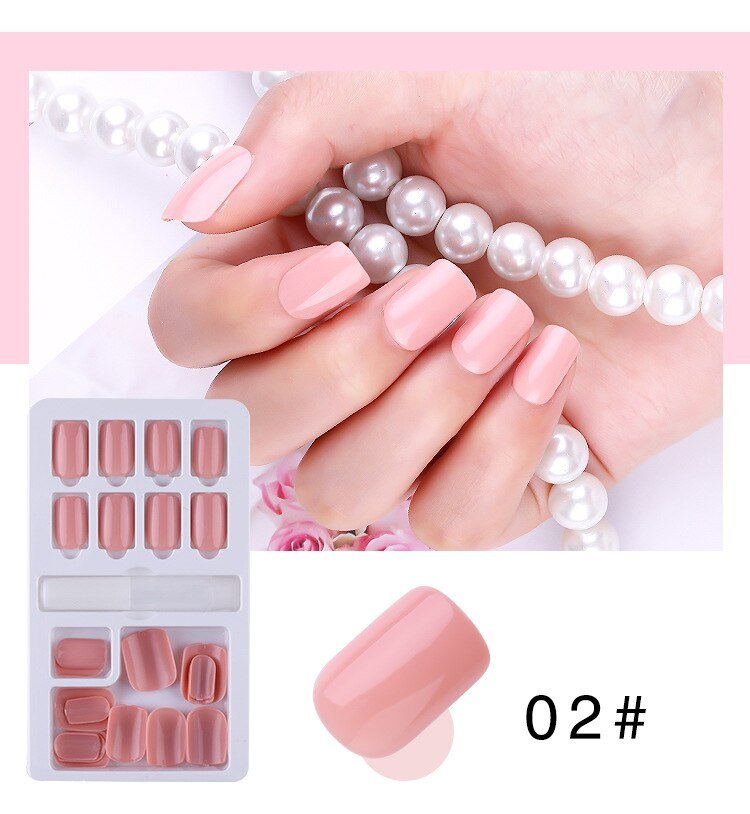 24/30 Pcs Reusable Plastic Fake Nails with Glue and Tape for Easy Wear