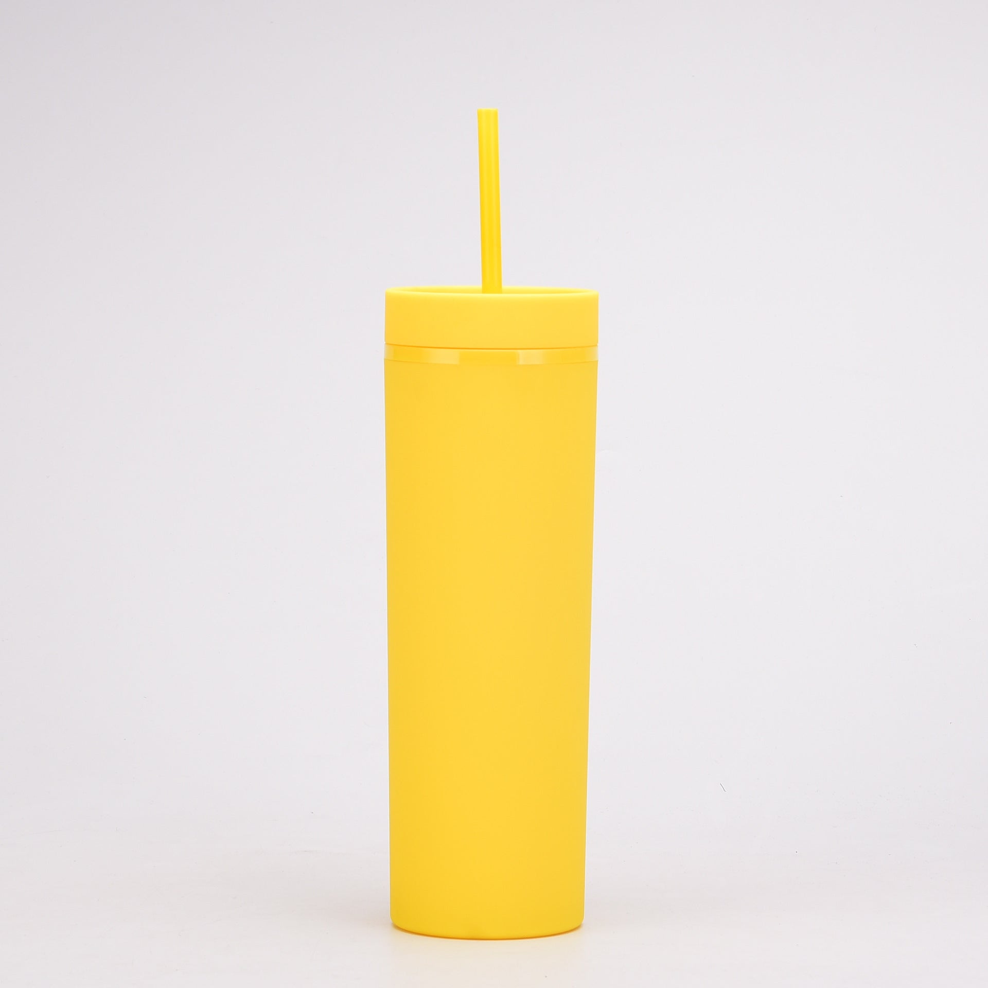 20Oz Double-Layer Slim Plastic Tumbler with Complementary Straw