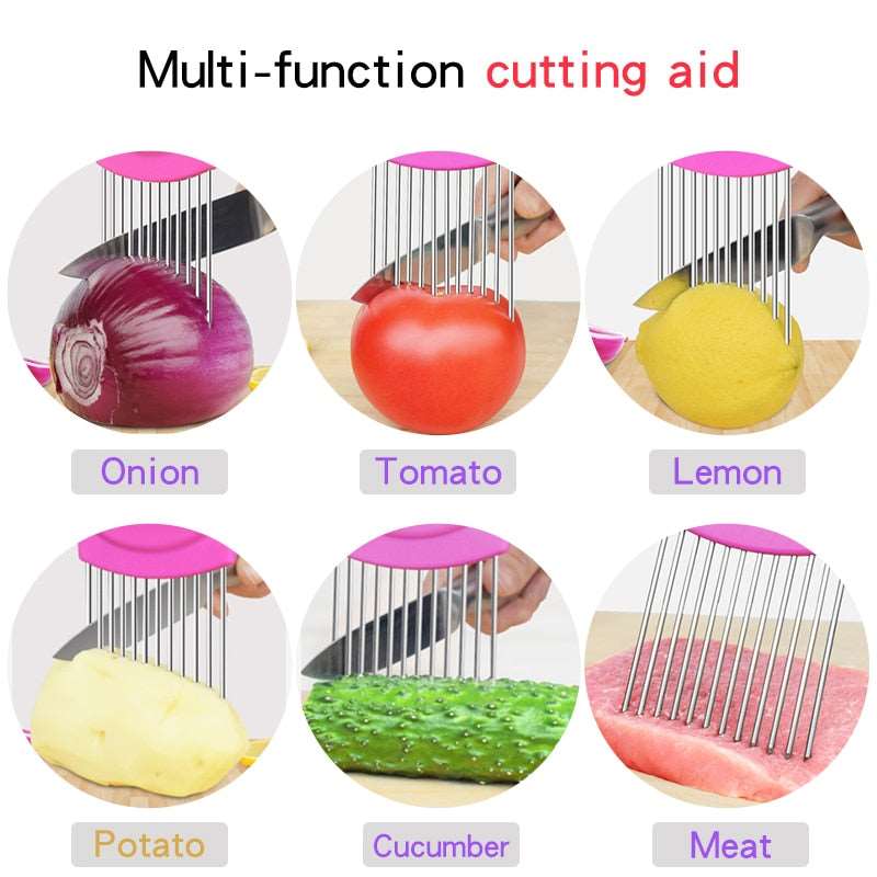 2019 Newly Launched Kitchen Essential: Safe Fork-style Onion, Tomato and Vegetable Slicing and Cutting Tool