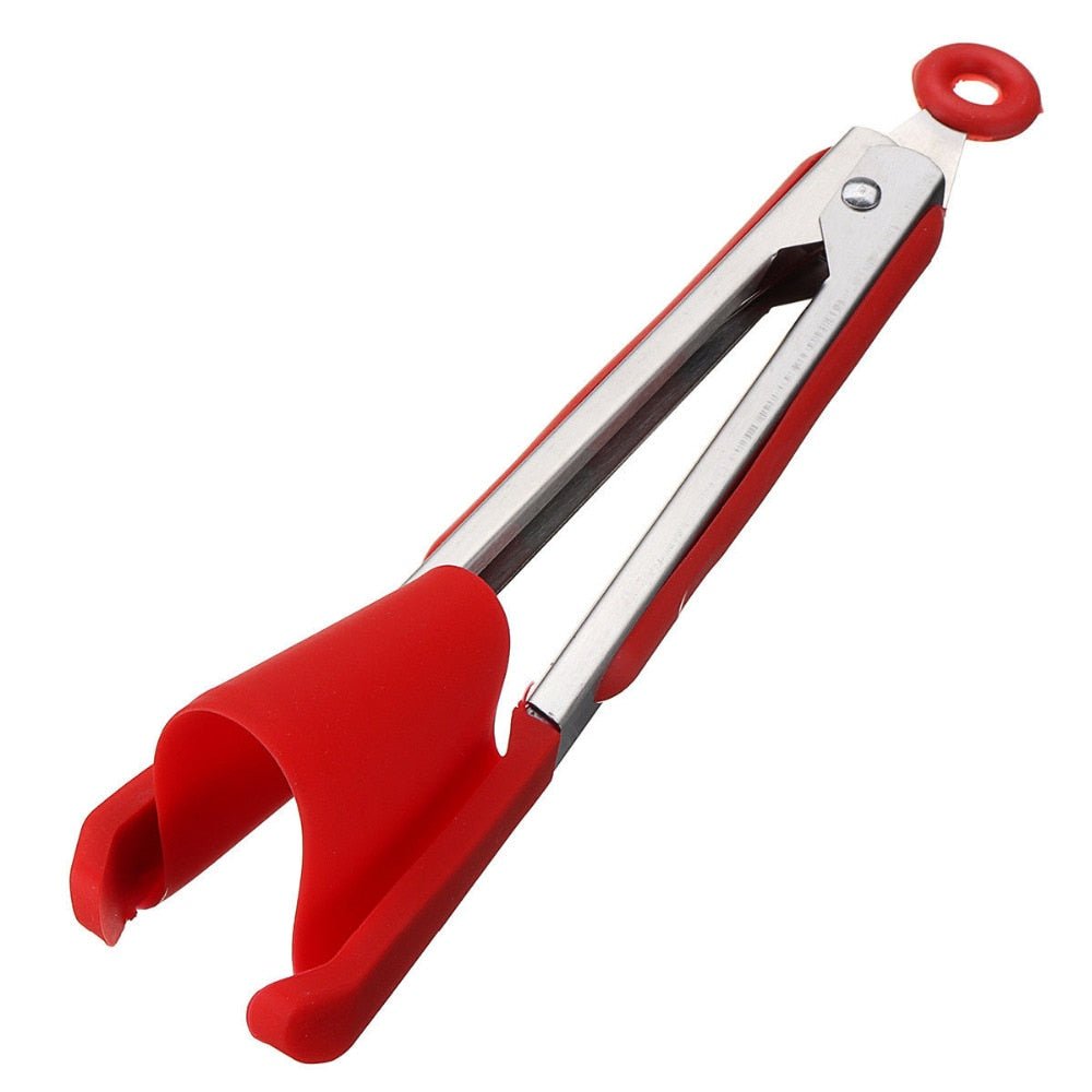 2 in 1 Non-stick Heat-resistant Silicone Kitchen Utensil - Tong Clip and Spatula for Clever Food Handling