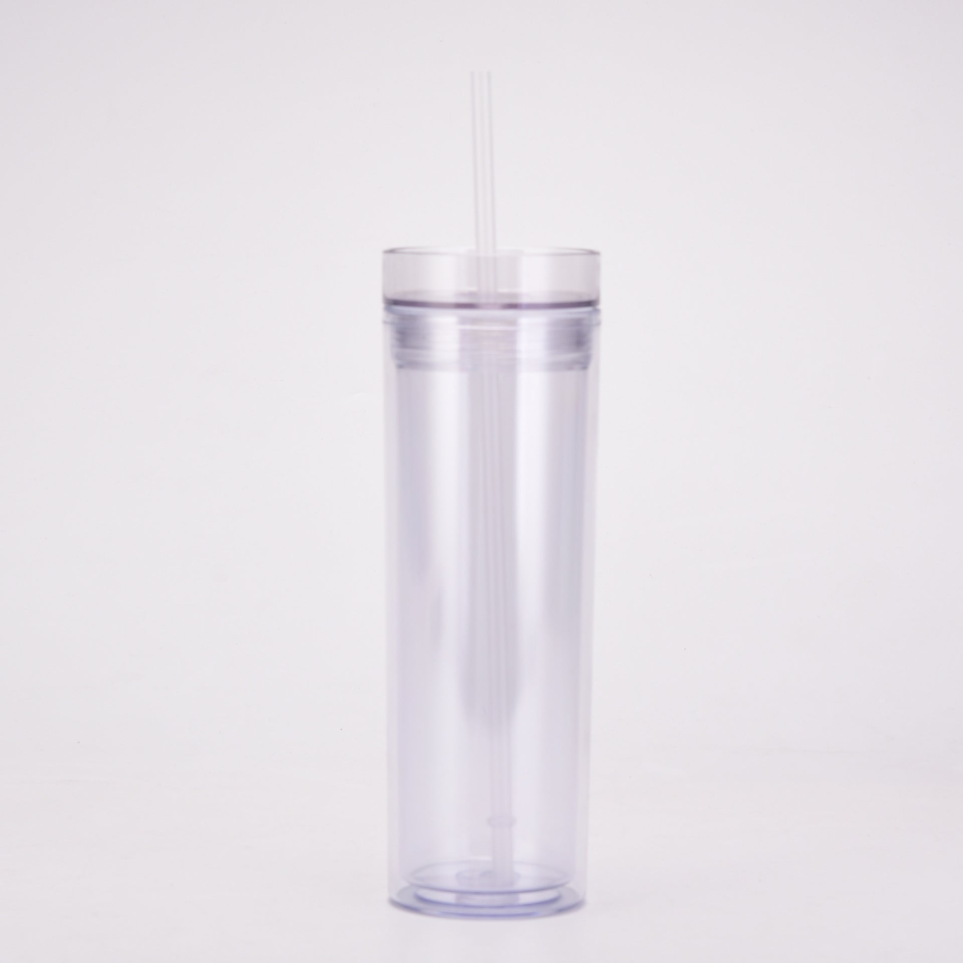20Oz Double-Layer Slim Plastic Tumbler with Complementary Straw