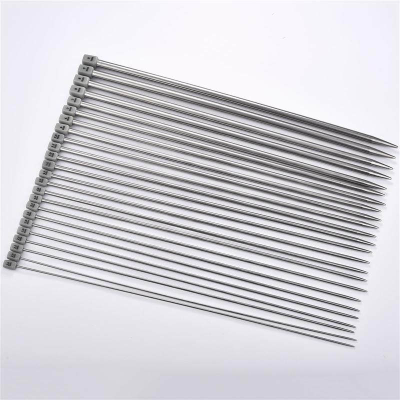 2-Piece Set 35cm Straight Bamboo/Stainless Steel Knitting Needles & Crochet Hooks for DIY Sweater Weaving