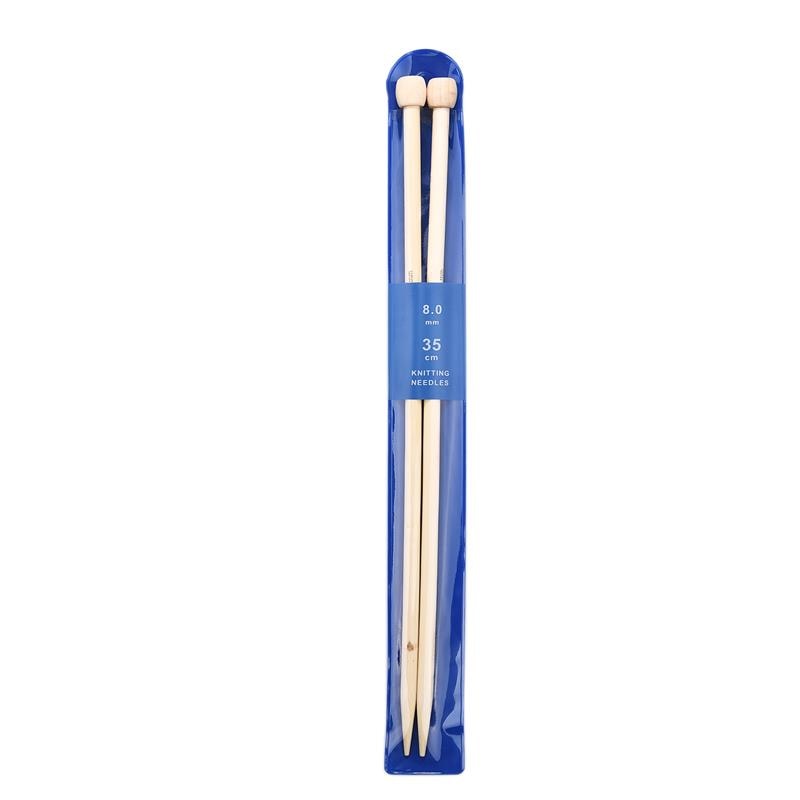 2-Piece Set 35cm Straight Bamboo/Stainless Steel Knitting Needles & Crochet Hooks for DIY Sweater Weaving