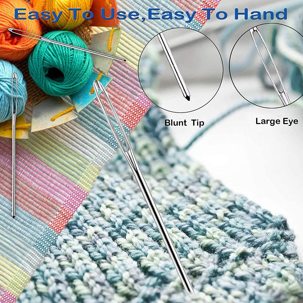 26-Piece Comprehensive Sewing and Knitting Tool Kit Including Large-Eye Blunt Yarn Needles, Plastic Weaving Needles, and Crochet Locking Counter Stitch Markers