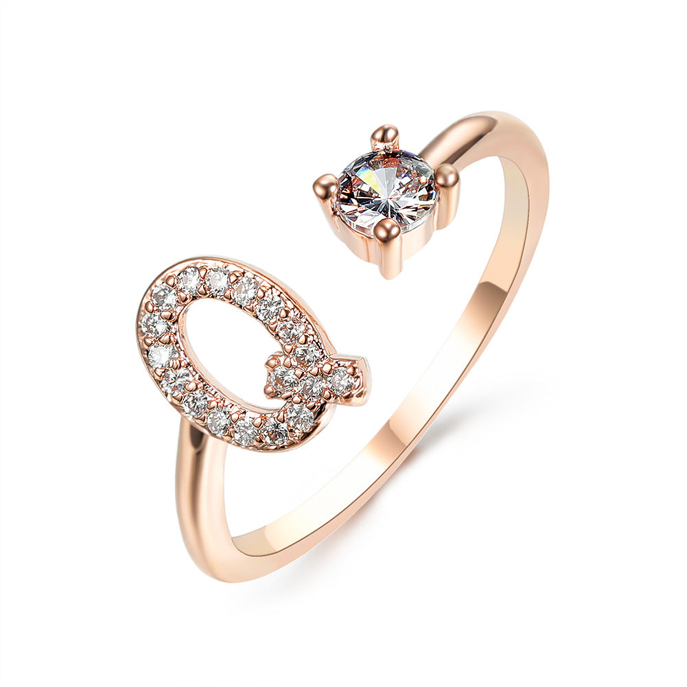 Stylish Adjustable 26-Initial Letter Ring: Elegant Women's Fashion Jewelry