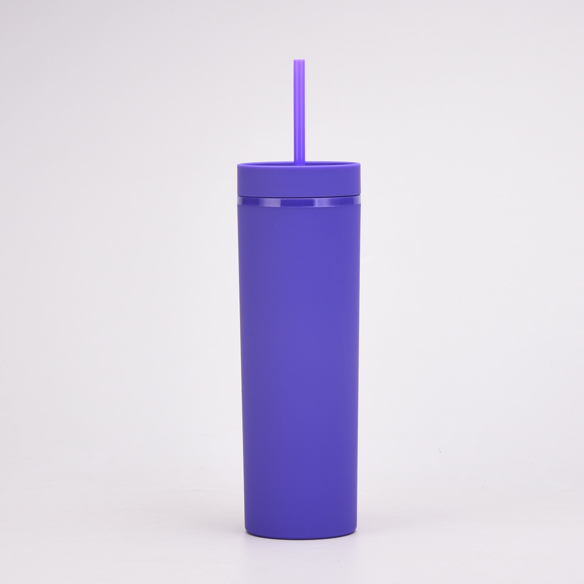 20Oz Double-Layer Slim Plastic Tumbler with Complementary Straw