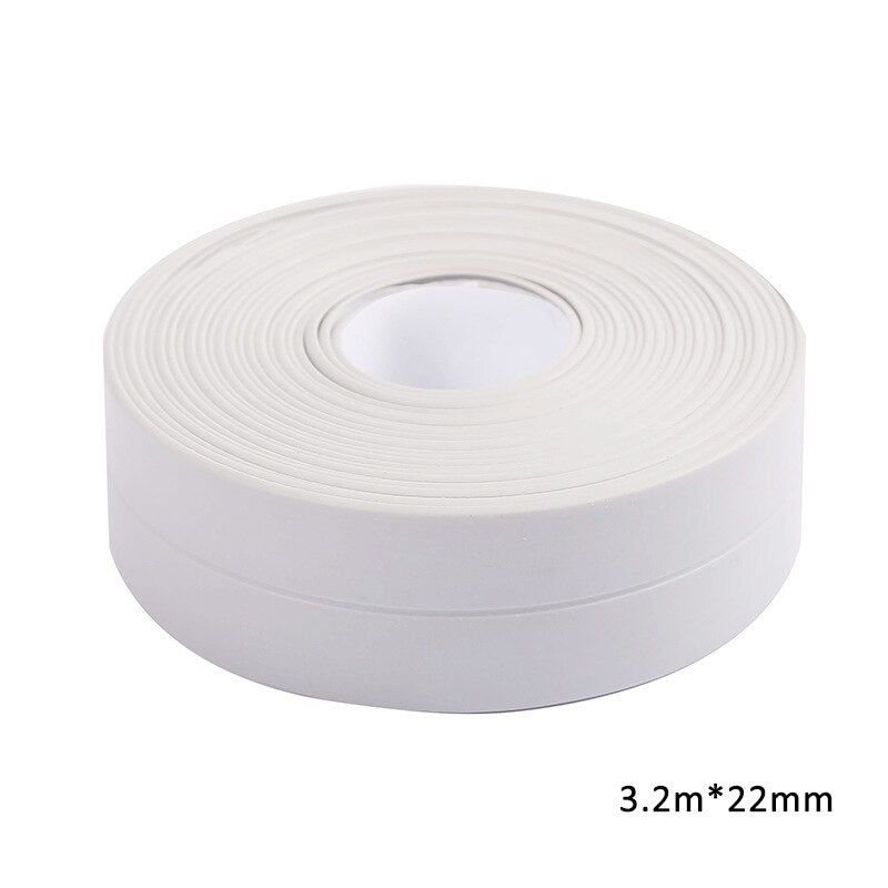 High - Quality White PVC Self - Adhesive Waterproof Sealing Strip Tape for Bathroom and Kitchen, 3.2 Meters Long and 38 Millimeters Wide