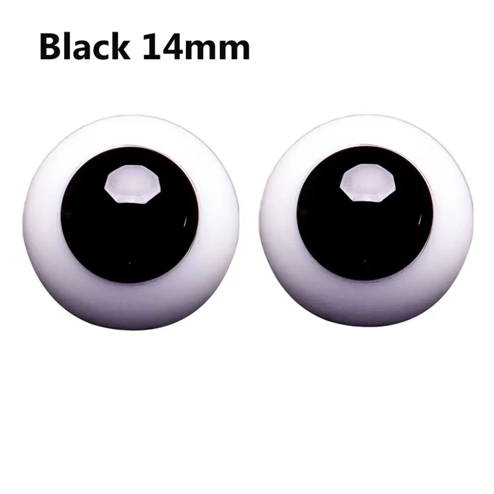 1 Pair of High - Quality Glass Eyeballs in 6mm, 8mm, 10mm, 12mm, 14mm Sizes for BJD Dolls, Blue or Black, Ideal Safety Animal Toy Eyes and DIY Doll - Making Craft Accessories