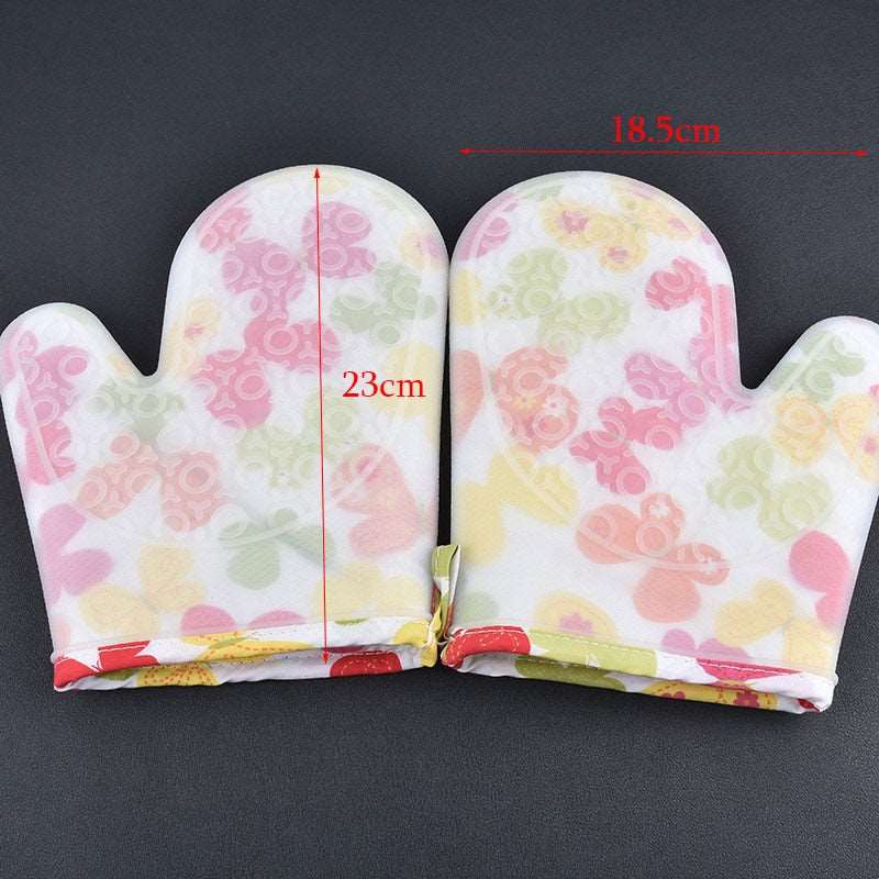 2PCS Thicker Heat-Resistant Silicone Kitchen Gloves for Oven and Microwave Use