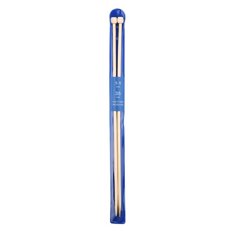 2-Piece Set 35cm Straight Bamboo/Stainless Steel Knitting Needles & Crochet Hooks for DIY Sweater Weaving