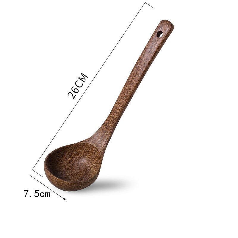 1PC Natural Thailand Teak Wood Spoon for Frying Pan - Ideal Kitchen Cooking Utensil