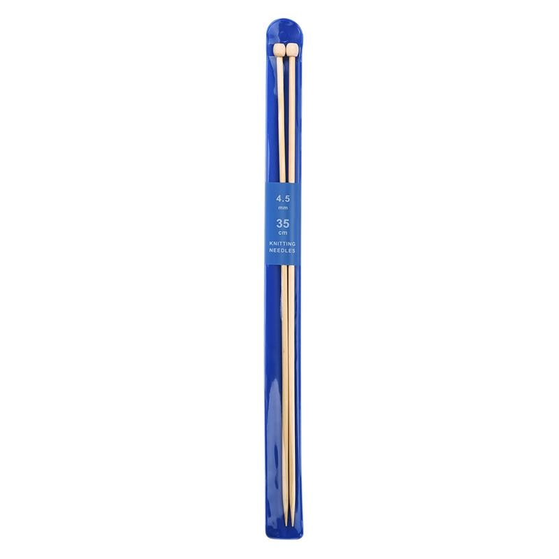 2-Piece Set 35cm Straight Bamboo/Stainless Steel Knitting Needles & Crochet Hooks for DIY Sweater Weaving