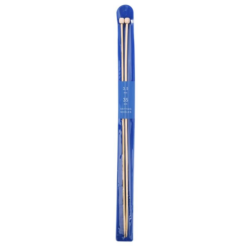 2-Piece Set 35cm Straight Bamboo/Stainless Steel Knitting Needles & Crochet Hooks for DIY Sweater Weaving