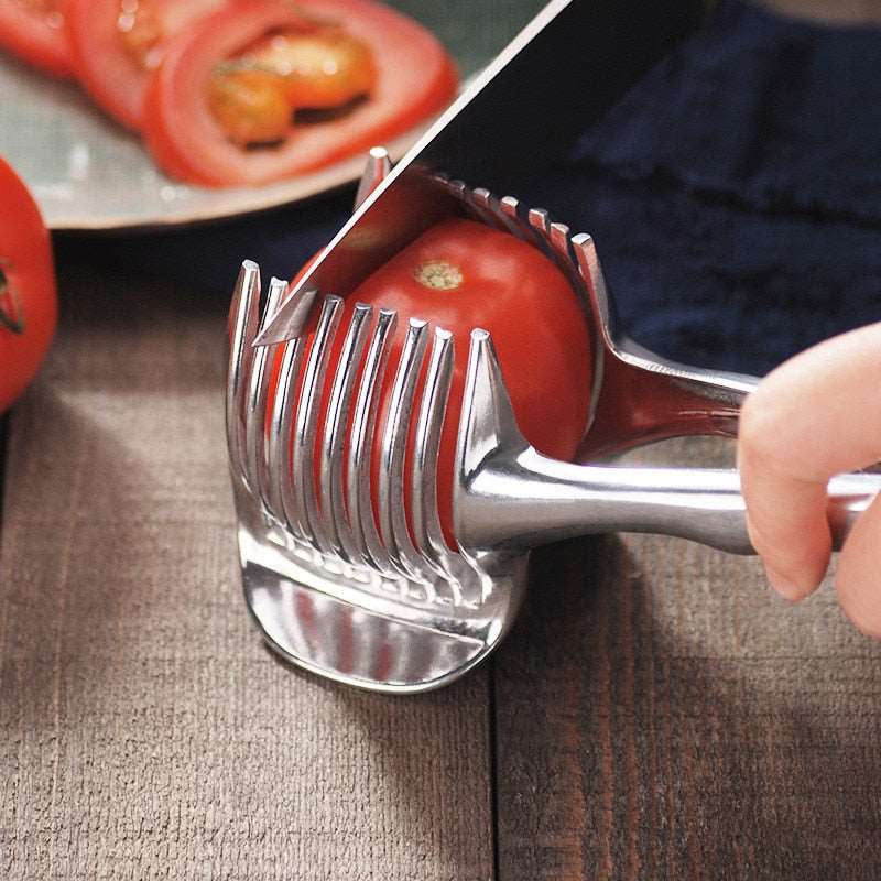 1Pc Stainless Steel Fruit & Vegetable Slicer - Ideal for Tomatoes, Potatoes & Lemons