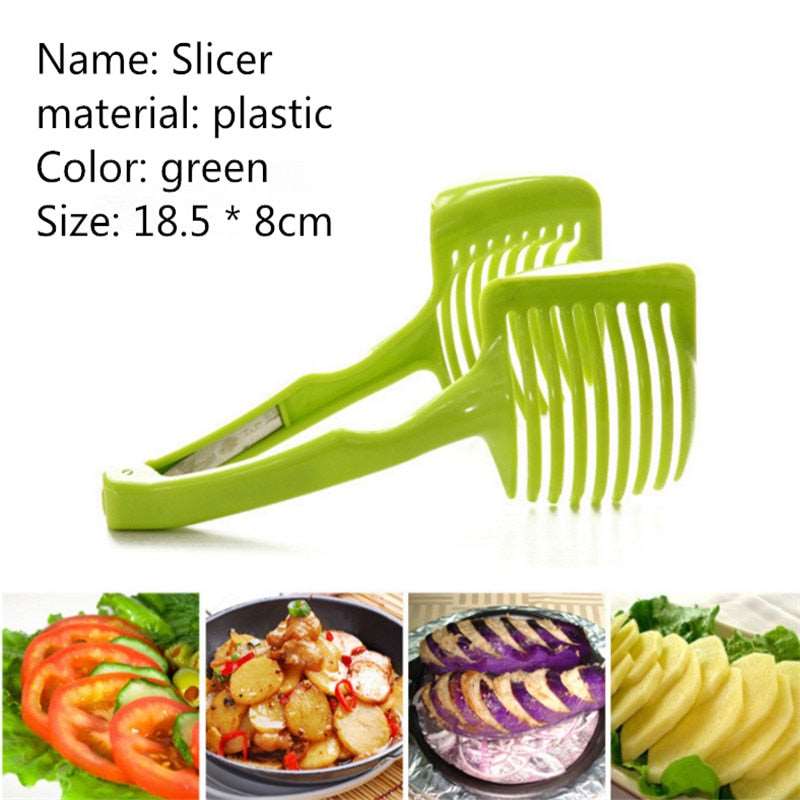 1Pc Stainless Steel Fruit & Vegetable Slicer - Ideal for Tomatoes, Potatoes & Lemons