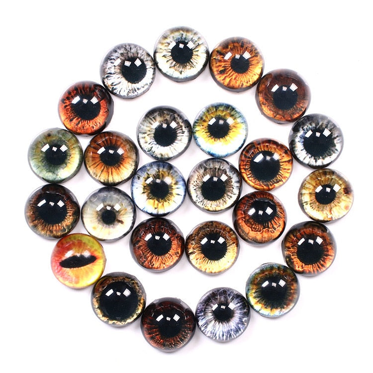 20 Pcs 8 - 20mm Round Glass Cabochon Doll Eyes for DIY Jewelry