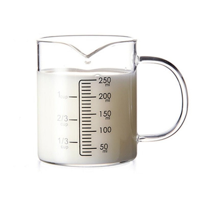 250ml, 500ml, or 1000ml High - Quality High Borosilicate Glass Measuring Cup Jug for Clear Milk, Ideal Baking and Cooking Kitchen Accessories
