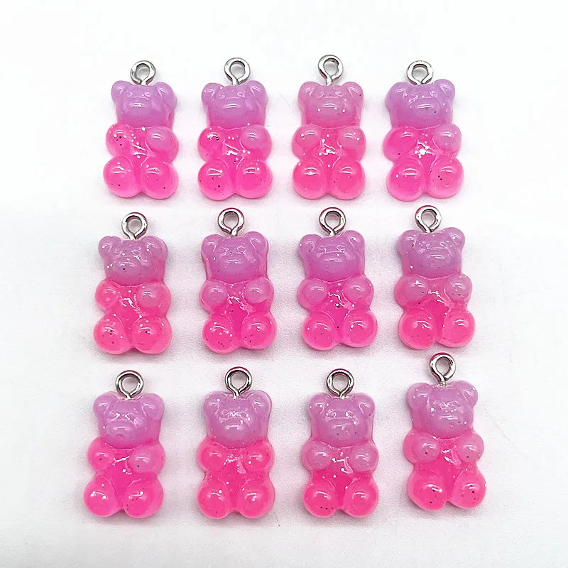 10 Pieces of Candy Bear Resin Pendant Charms Ideal for Necklace, Bracelet, and Earrings DIY Jewelry Making, Perfect for Christmas Crafting