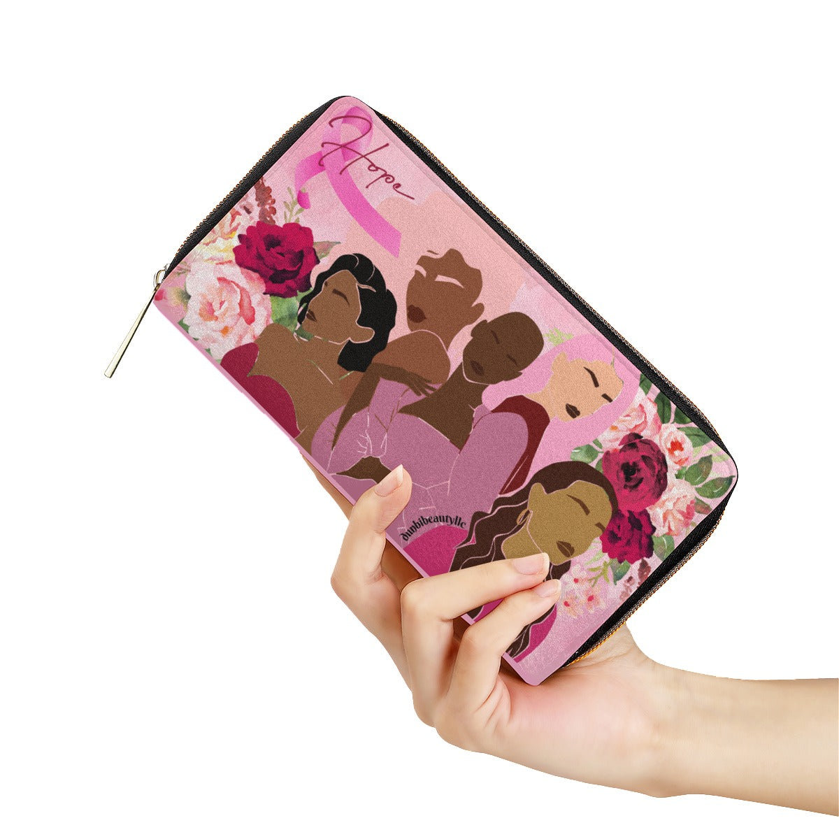 Dunbi-Designed Mini Breast Cancer Awareness Purse for Women in Pink, Hot Pink, Burgundy, Black - Featuring Roses and Smooth Design