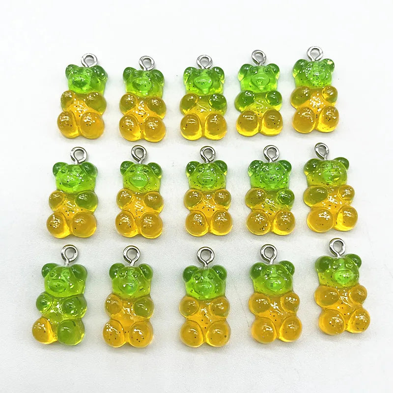 10 Pieces of Candy Bear Resin Pendant Charms Ideal for Necklace, Bracelet, and Earrings DIY Jewelry Making, Perfect for Christmas Crafting