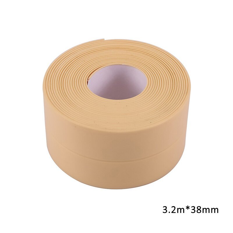 High - Quality White PVC Self - Adhesive Waterproof Sealing Strip Tape for Bathroom and Kitchen, 3.2 Meters Long and 38 Millimeters Wide