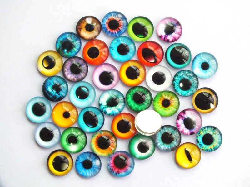 20 Pcs 8 - 20mm Round Glass Cabochon Doll Eyes for DIY Jewelry