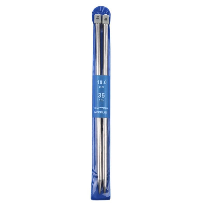2-Piece Set 35cm Straight Bamboo/Stainless Steel Knitting Needles & Crochet Hooks for DIY Sweater Weaving