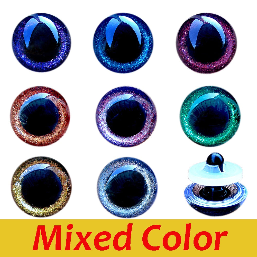 20-piece Set of 3D DIY Glittering Safety Eyes in Various Sizes and Colors for Crochet Amigurumi Toys and Dolls, Including 9mm, 10mm, 12mm, 14mm, 16mm, 18mm, 20mm, 22mm, and 24mm Sizes