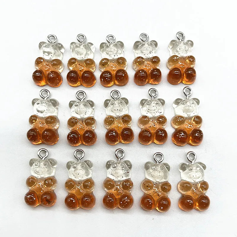 10 Pieces of Candy Bear Resin Pendant Charms Ideal for Necklace, Bracelet, and Earrings DIY Jewelry Making, Perfect for Christmas Crafting
