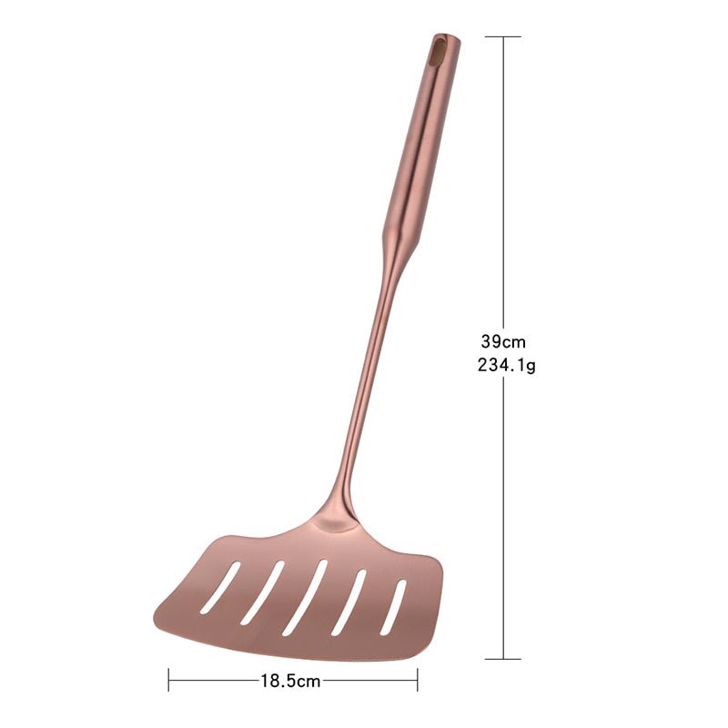 1PCS High-grade Rose Gold Stainless Steel Kitchen Utensils - Functional Serving Spoon, Soup Ladle & Spatula