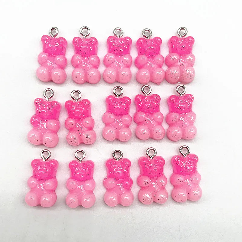 10 Pieces of Candy Bear Resin Pendant Charms Ideal for Necklace, Bracelet, and Earrings DIY Jewelry Making, Perfect for Christmas Crafting