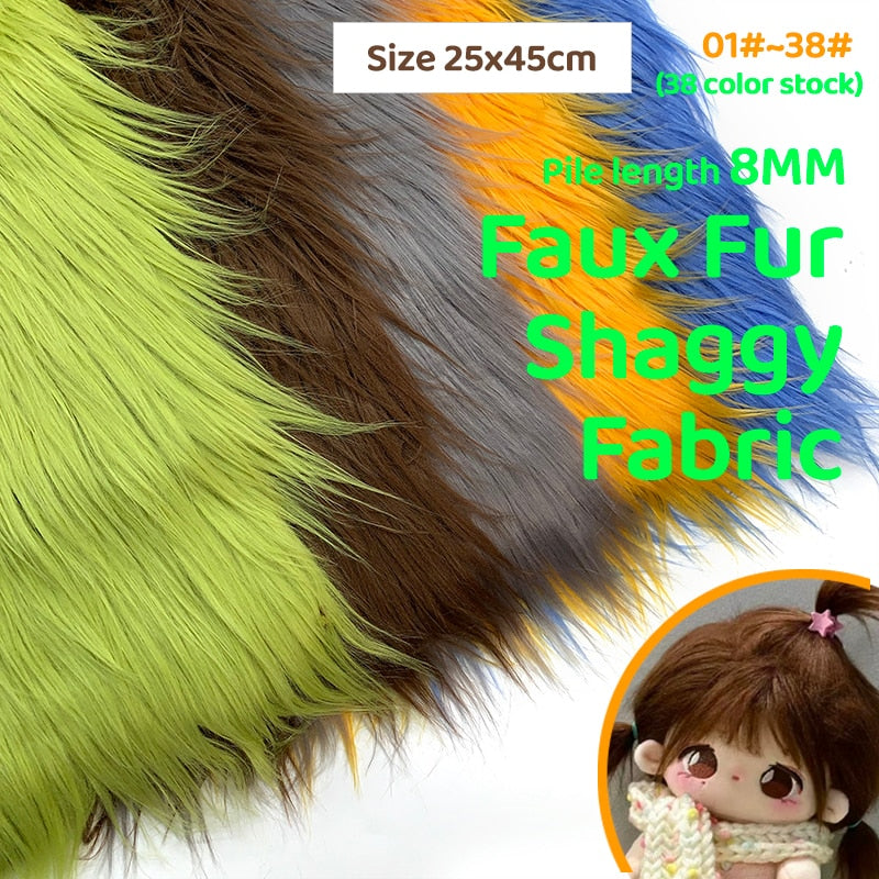 25x45cm Wide, 8cm Long Pile Artificial Faux Fur Fabric Ideal for Patchwork, Sewing, Doll Toy Beard Hair, DIY Handmade Projects, Home Decoration, and Cosplay Costumes