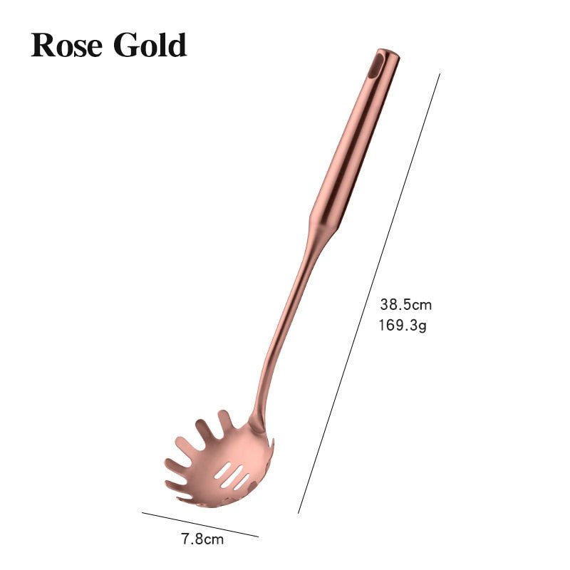1PCS High-grade Rose Gold Stainless Steel Kitchen Utensils - Functional Serving Spoon, Soup Ladle & Spatula