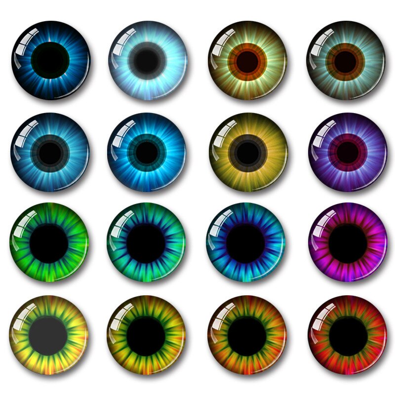 20 Pcs 8 - 20mm Round Glass Cabochon Doll Eyes for DIY Jewelry