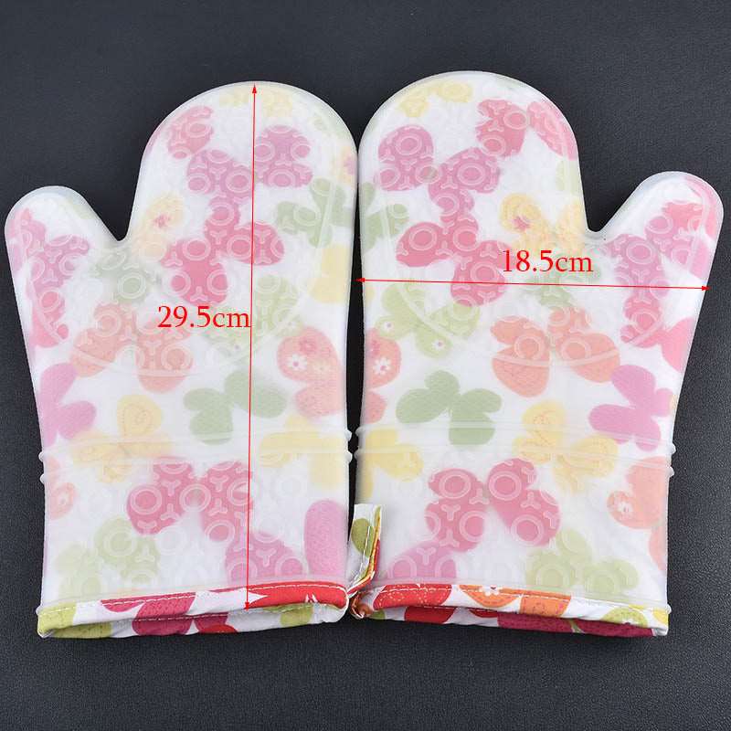 2PCS Thicker Heat-Resistant Silicone Kitchen Gloves for Oven and Microwave Use