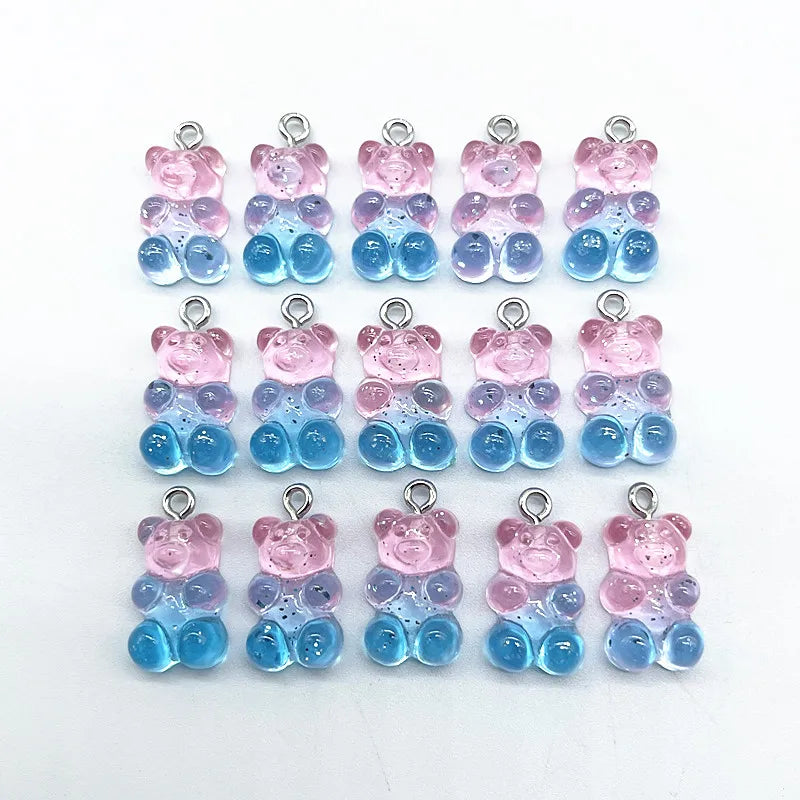 10 Pieces of Candy Bear Resin Pendant Charms Ideal for Necklace, Bracelet, and Earrings DIY Jewelry Making, Perfect for Christmas Crafting