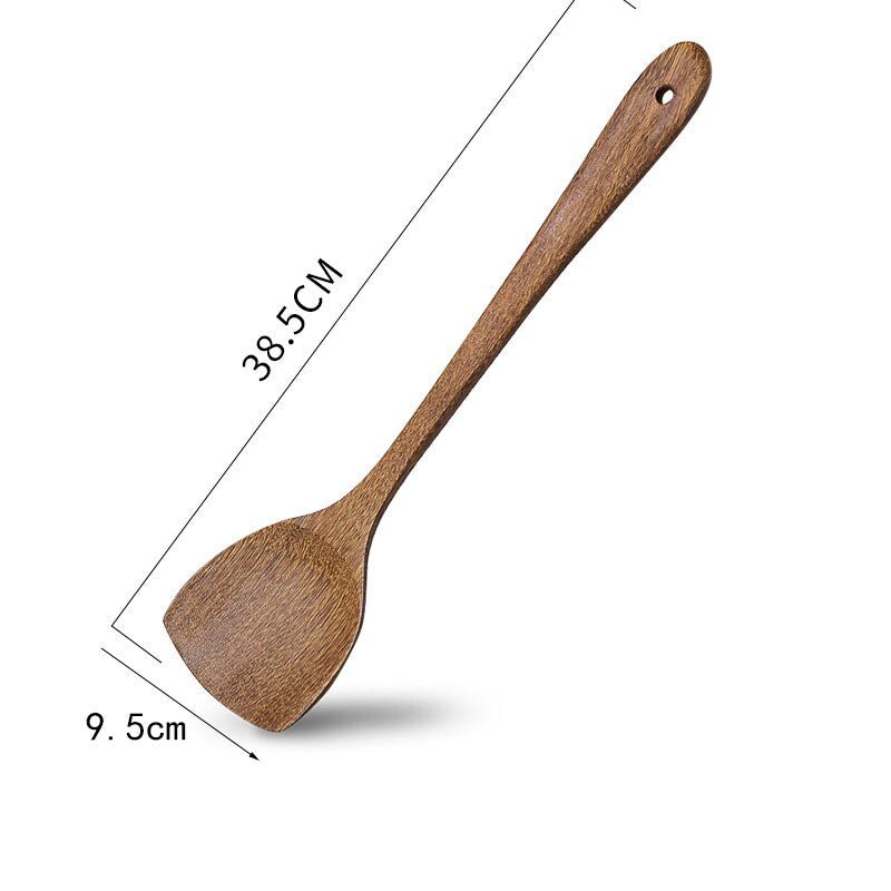 1PC Natural Thailand Teak Wood Spoon for Frying Pan - Ideal Kitchen Cooking Utensil