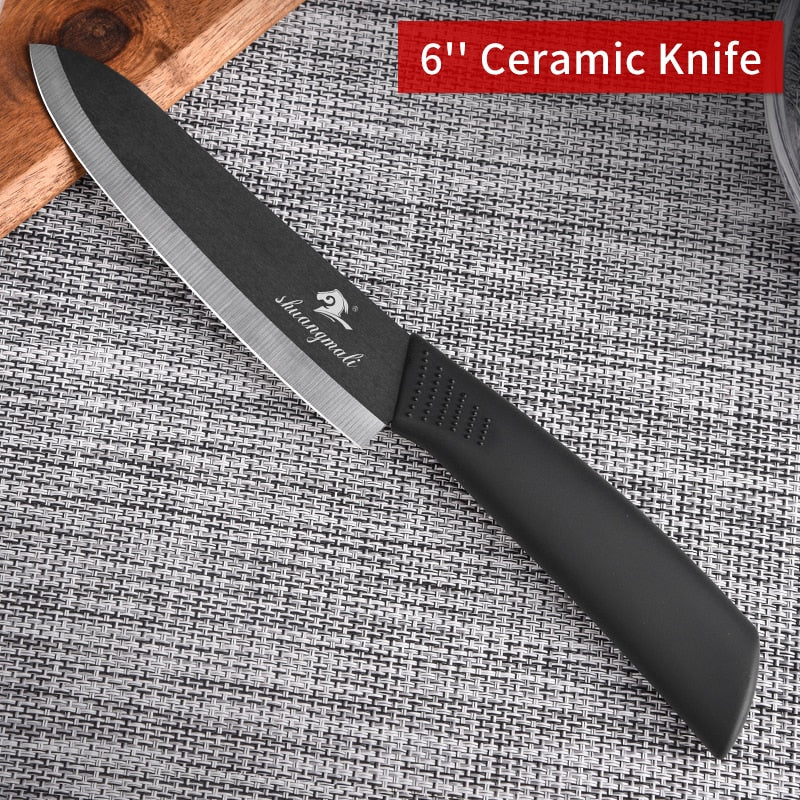 Multiple Sizes Utility Black Zirconia Ceramic Kitchen Knives for Fruit Slicing, Meat Cutting with ABS Handles
