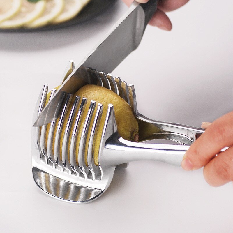 1Pc Stainless Steel Fruit & Vegetable Slicer - Ideal for Tomatoes, Potatoes & Lemons