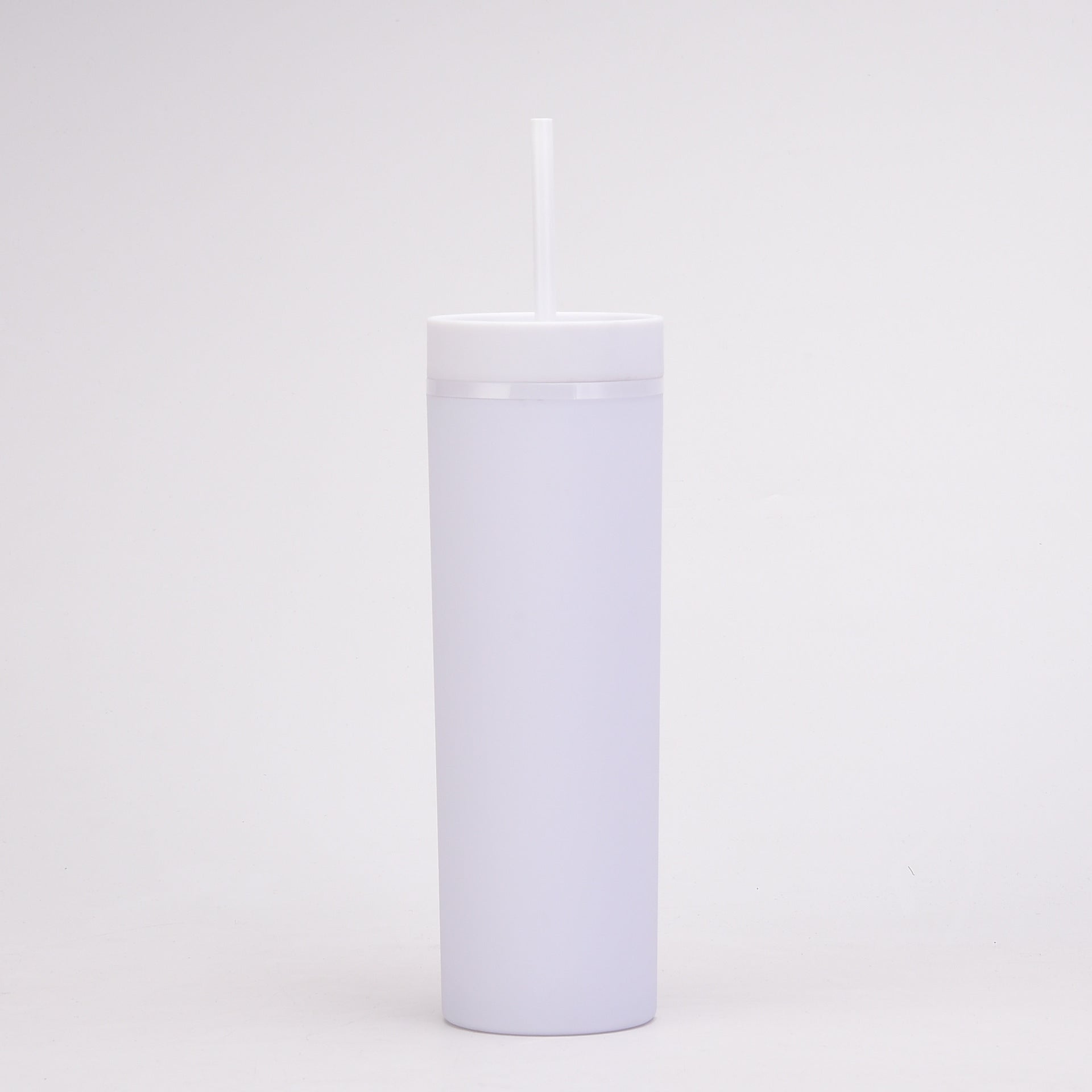 20Oz Double-Layer Slim Plastic Tumbler with Complementary Straw