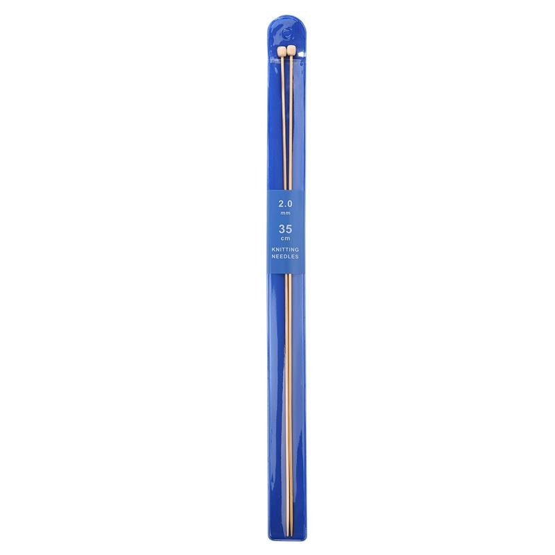 2-Piece Set 35cm Straight Bamboo/Stainless Steel Knitting Needles & Crochet Hooks for DIY Sweater Weaving