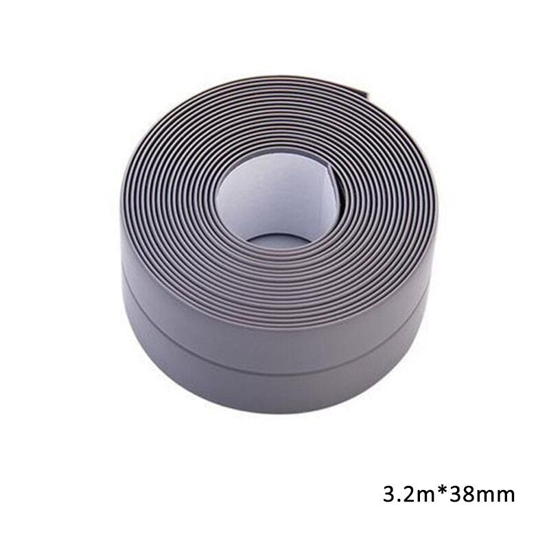 High - Quality White PVC Self - Adhesive Waterproof Sealing Strip Tape for Bathroom and Kitchen, 3.2 Meters Long and 38 Millimeters Wide