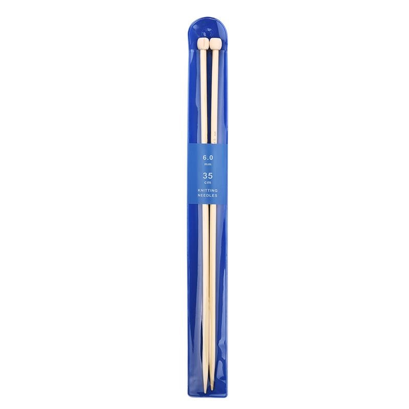 2-Piece Set 35cm Straight Bamboo/Stainless Steel Knitting Needles & Crochet Hooks for DIY Sweater Weaving