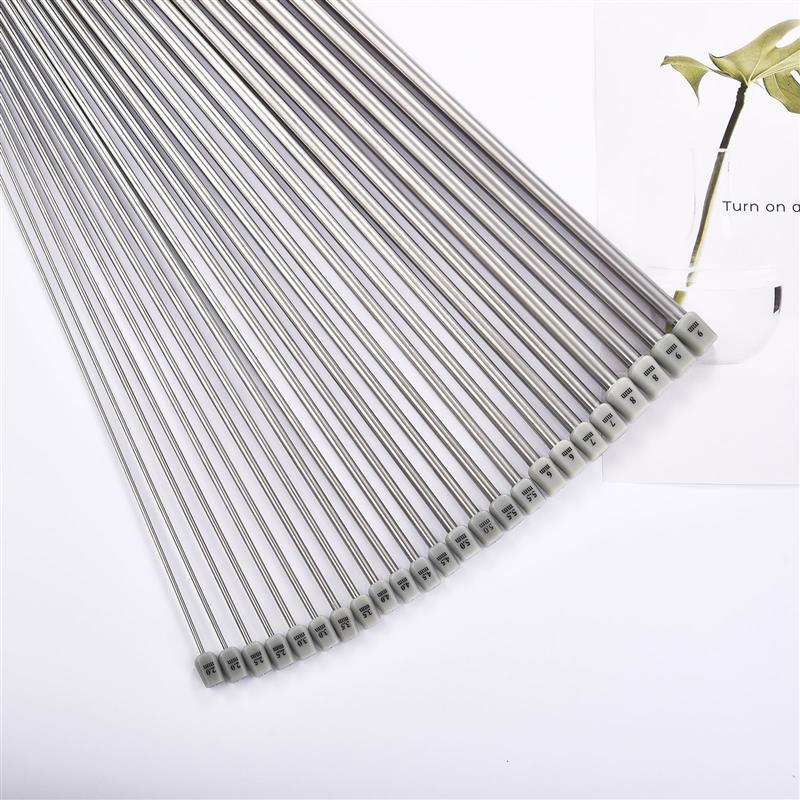 2-Piece Set 35cm Straight Bamboo/Stainless Steel Knitting Needles & Crochet Hooks for DIY Sweater Weaving