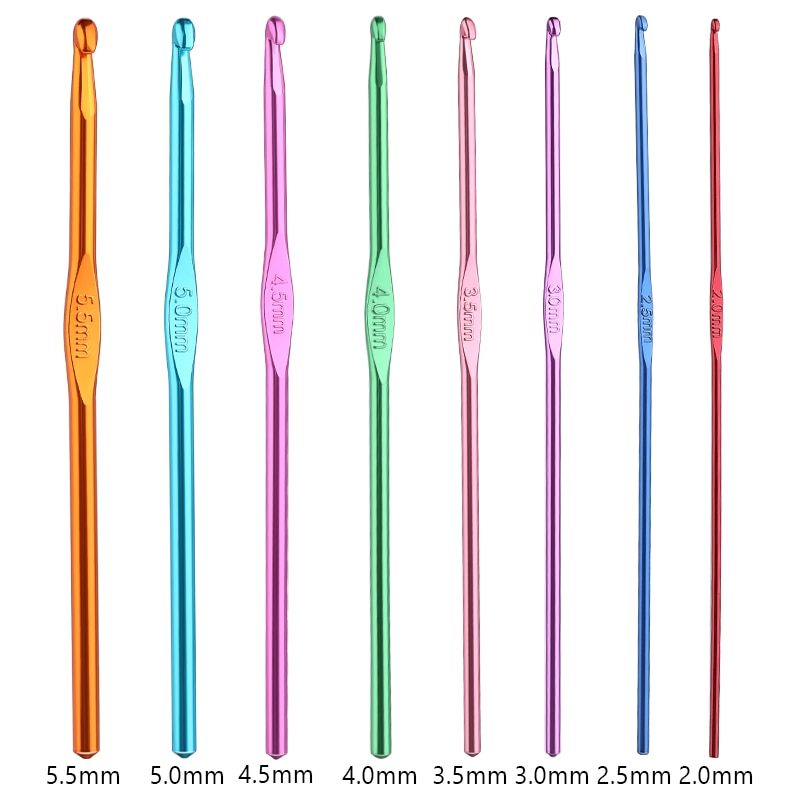 Aluminum Crochet Hooks Set in Random Colors with Multiple Sizes for Knitting