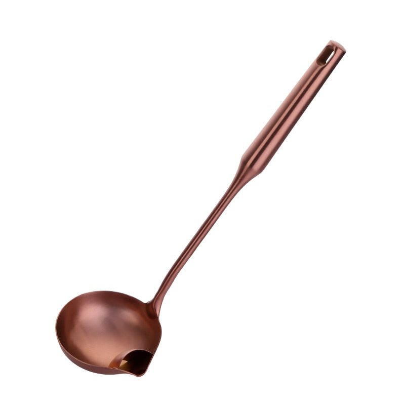 1PCS High-grade Rose Gold Stainless Steel Kitchen Utensils - Functional Serving Spoon, Soup Ladle & Spatula